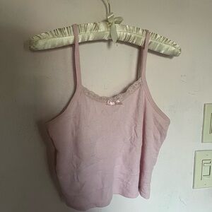 Brandy inspired Pink Lace Trim Cami Top